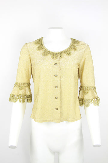 Gold 70s lurex top with flared sleeves - L