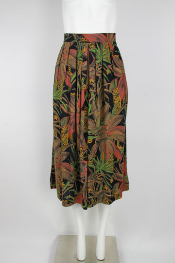 pleated Jungle leaf motif culottes - M