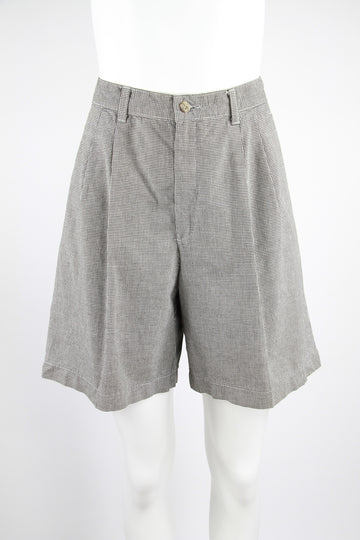 Vintage Lee Ladies black and white dogtooth check pleat shorts - S