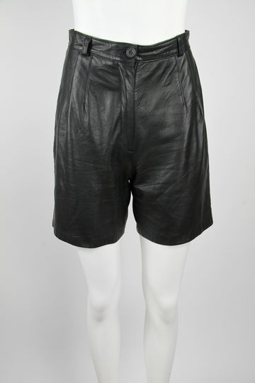 Black leather Renzofalcone shorts - S