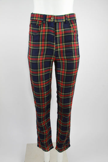 Navy Red Tartan check ladies winter trouser - S