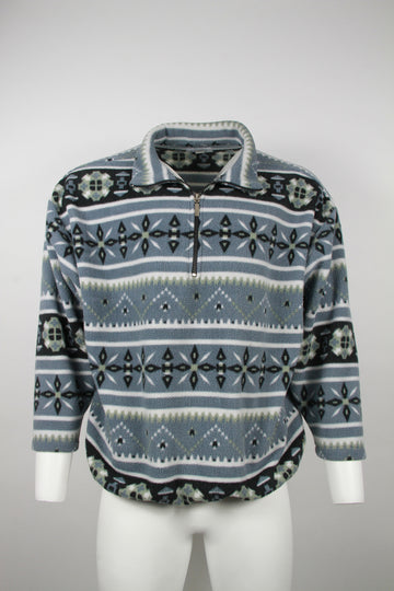 Men's Grey geometric pattern fleece – XXL