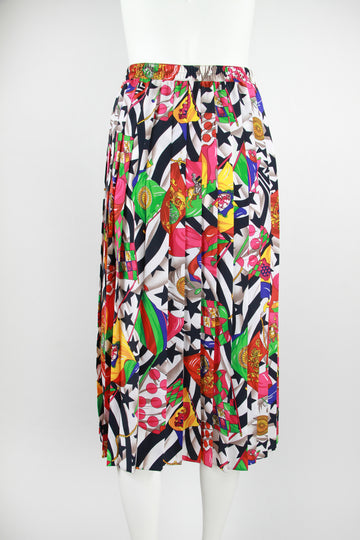 Colourful flag pattern pleat skirt midi length - S