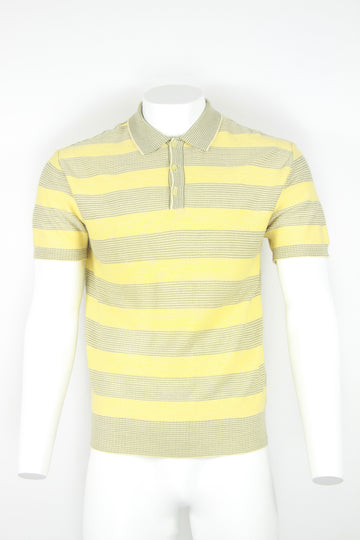 80s polo shirt - Grey and yellow stripe - L