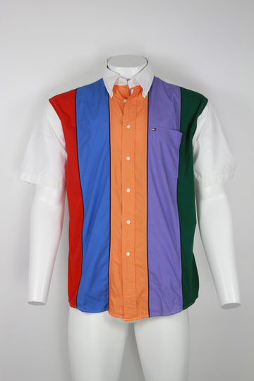Vintage Tommy Hilfiger vertical colour banded shirt - XL